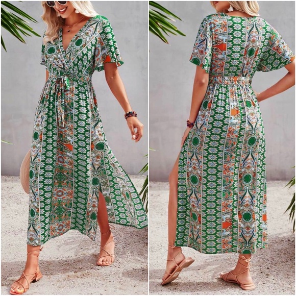 Bohemian Pink Butterfly Sleeve Cottagecore Maxi Dress - Picture 8 of 8